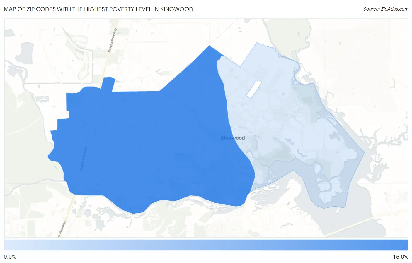 Zip Codes with the Highest Poverty Level in Kingwood Map