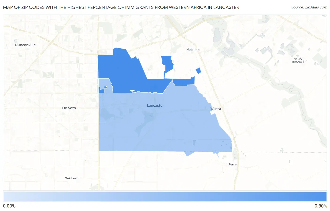 Zip Codes with the Highest Percentage of Immigrants from Western Africa in Lancaster Map