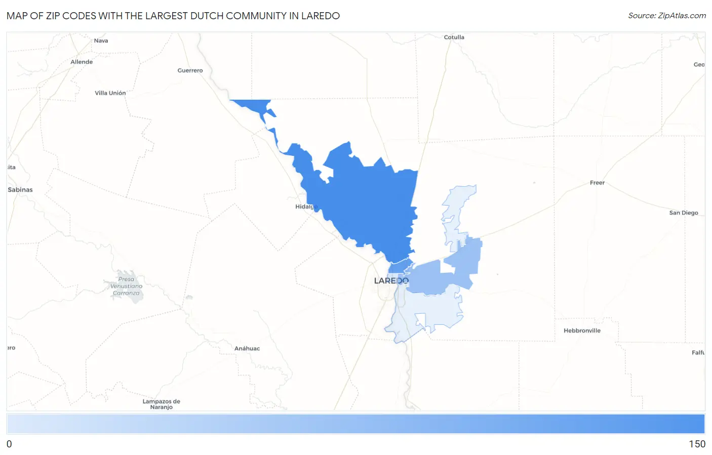 Zip Codes with the Largest Dutch Community in Laredo Map