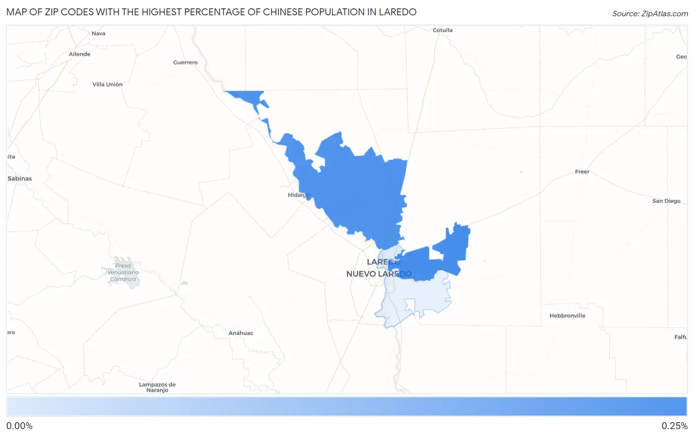 Zip Codes with the Highest Percentage of Chinese Population in Laredo Map