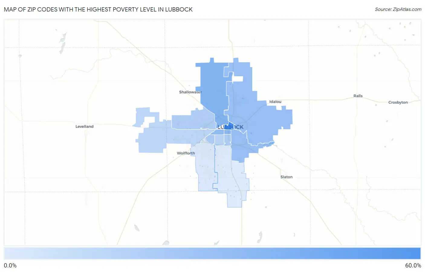 Zip Codes with the Highest Poverty Level in Lubbock Map