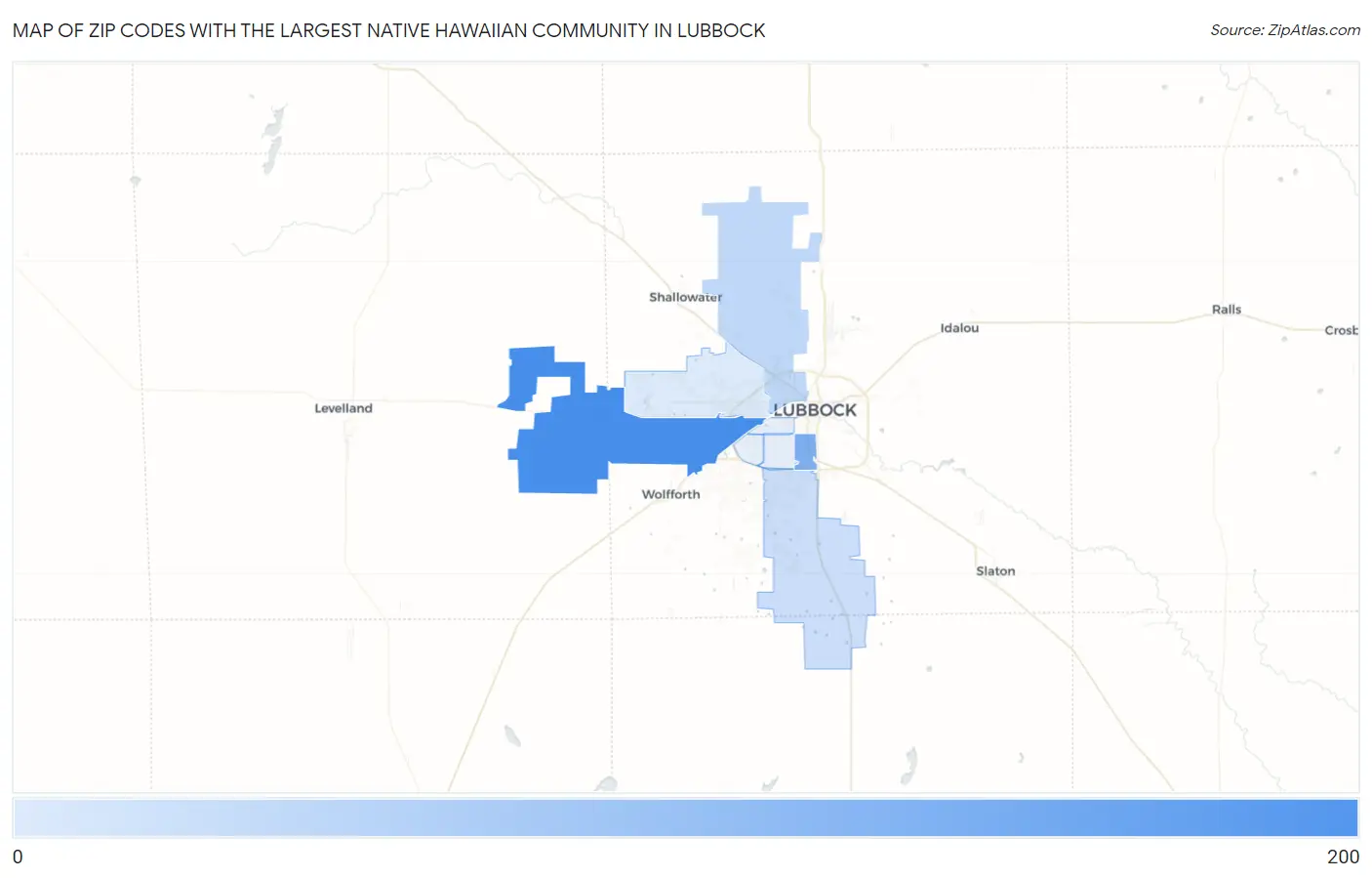 Zip Codes with the Largest Native Hawaiian Community in Lubbock Map