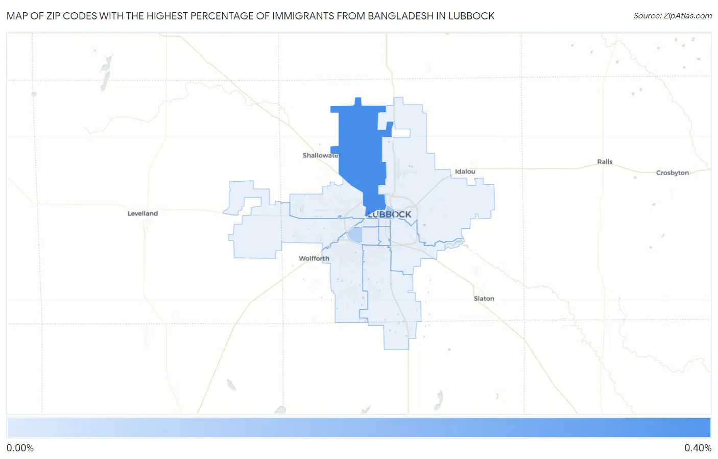 Zip Codes with the Highest Percentage of Immigrants from Bangladesh in Lubbock Map