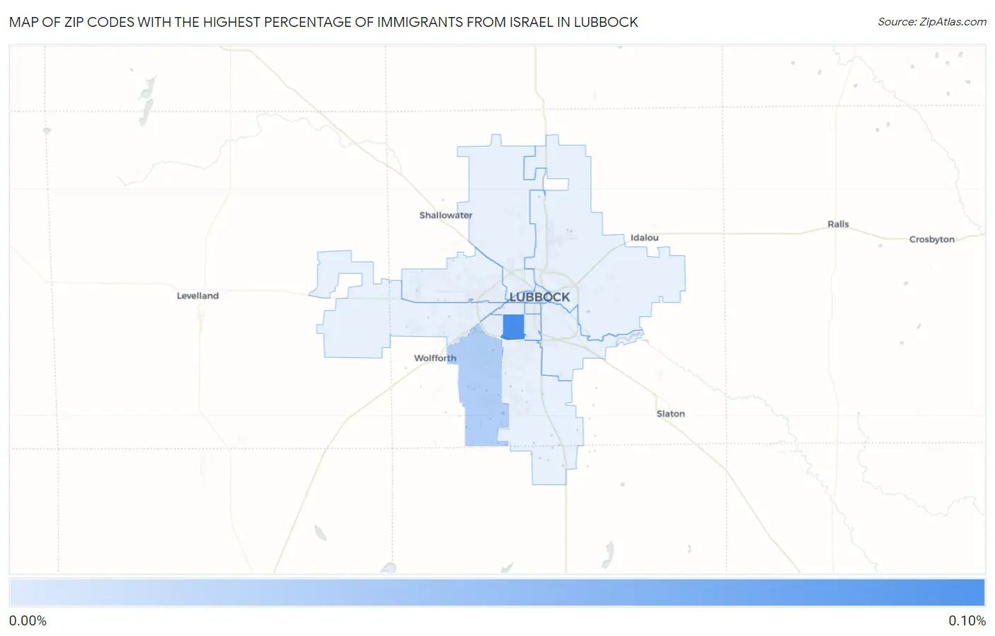 Zip Codes with the Highest Percentage of Immigrants from Israel in Lubbock Map