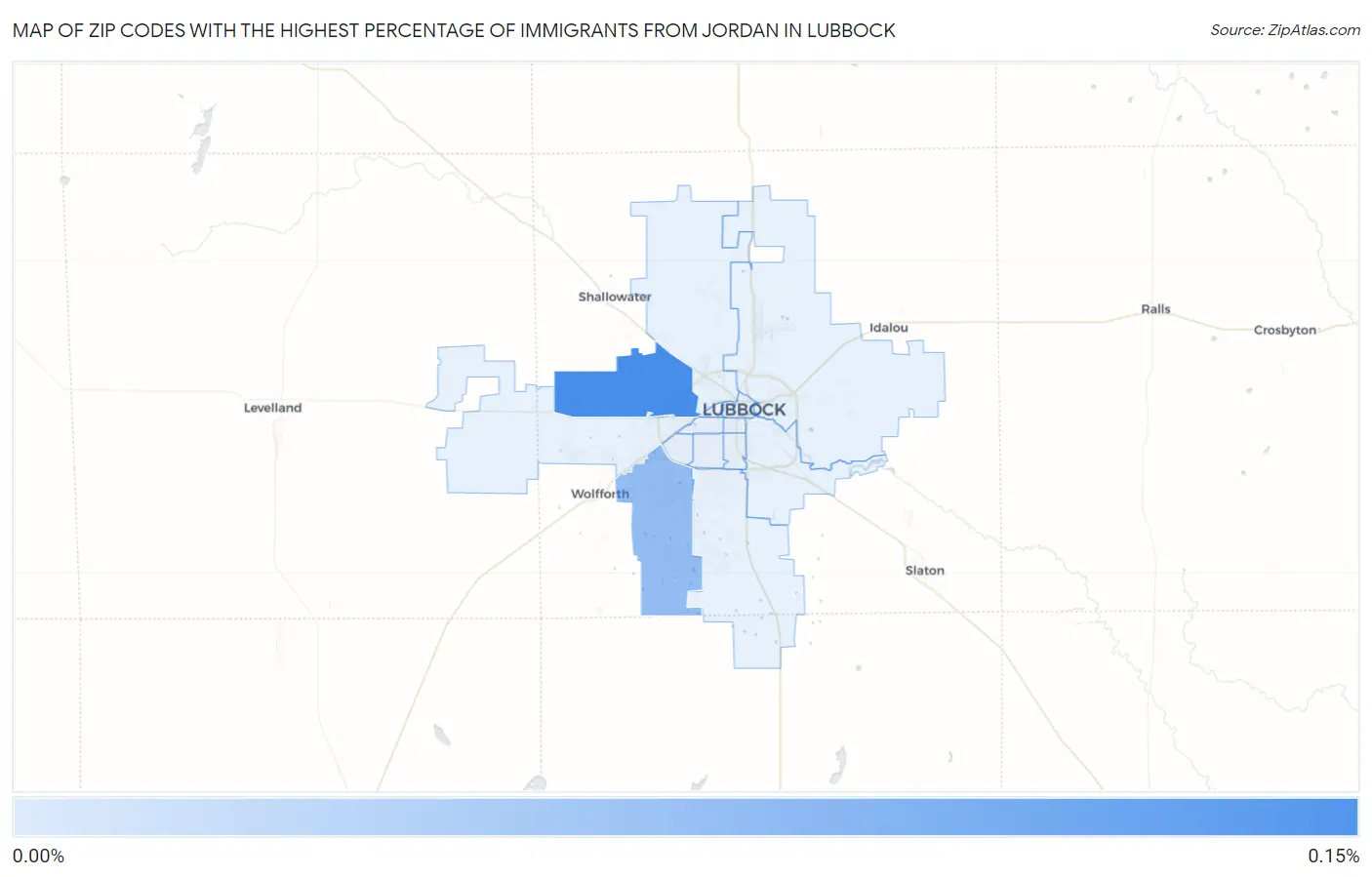 Zip Codes with the Highest Percentage of Immigrants from Jordan in Lubbock Map