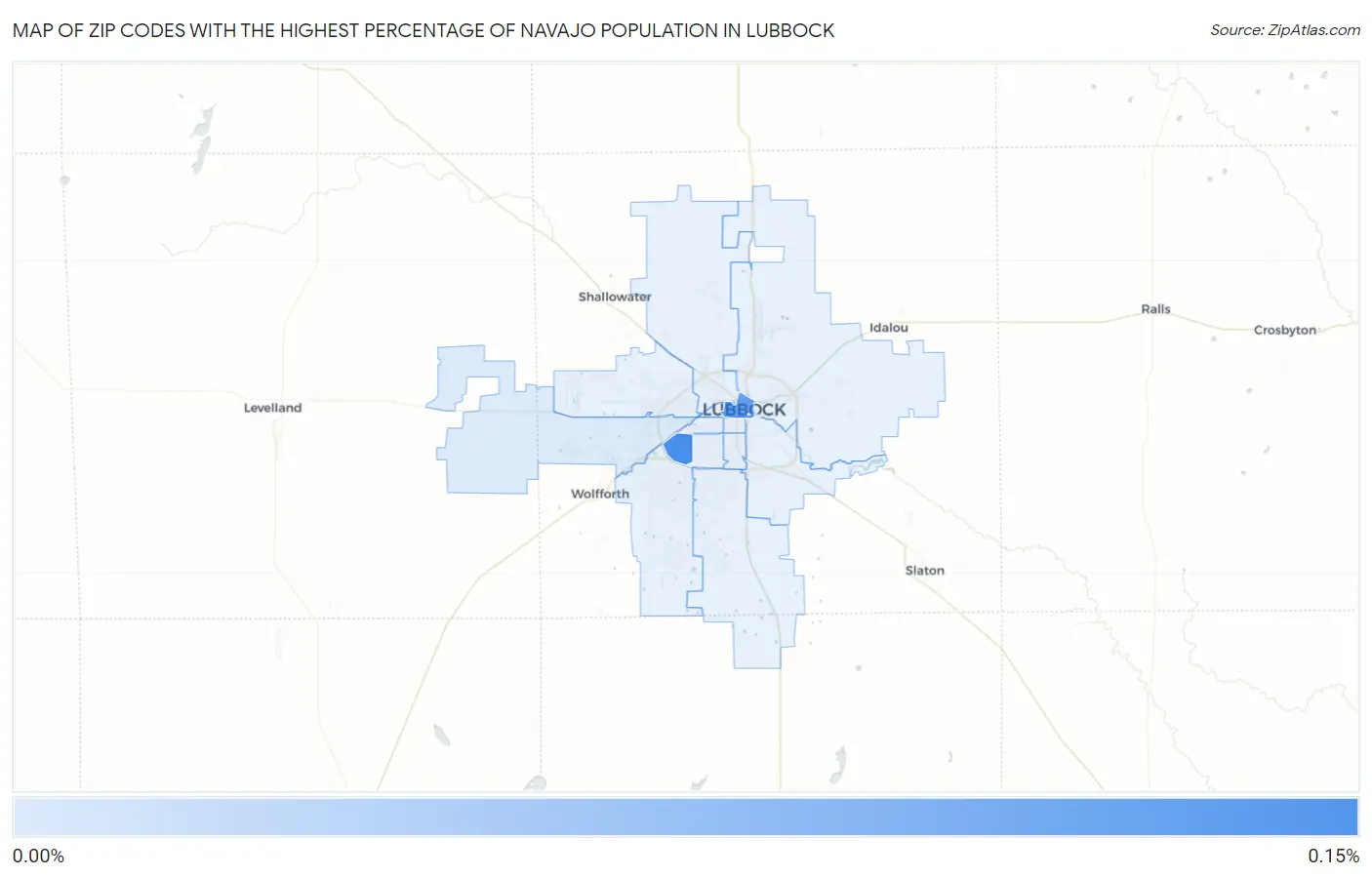 Zip Codes with the Highest Percentage of Navajo Population in Lubbock Map