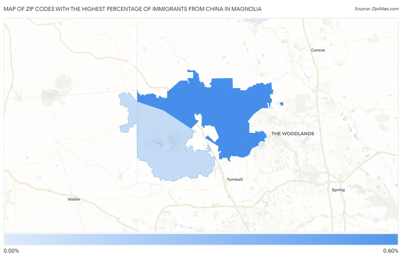 Zip Codes with the Highest Percentage of Immigrants from China in Magnolia Map
