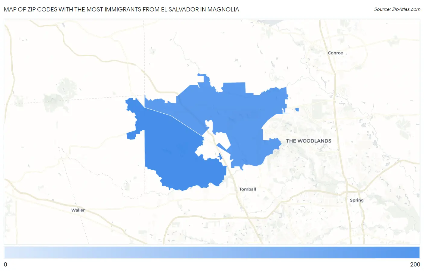 Zip Codes with the Most Immigrants from El Salvador in Magnolia Map