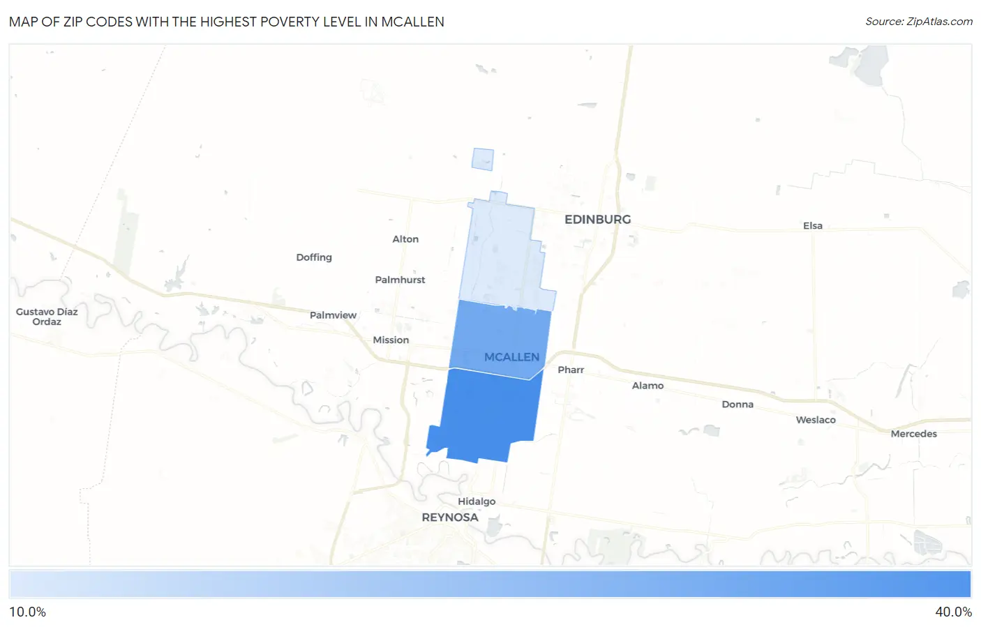 Zip Codes with the Highest Poverty Level in Mcallen Map