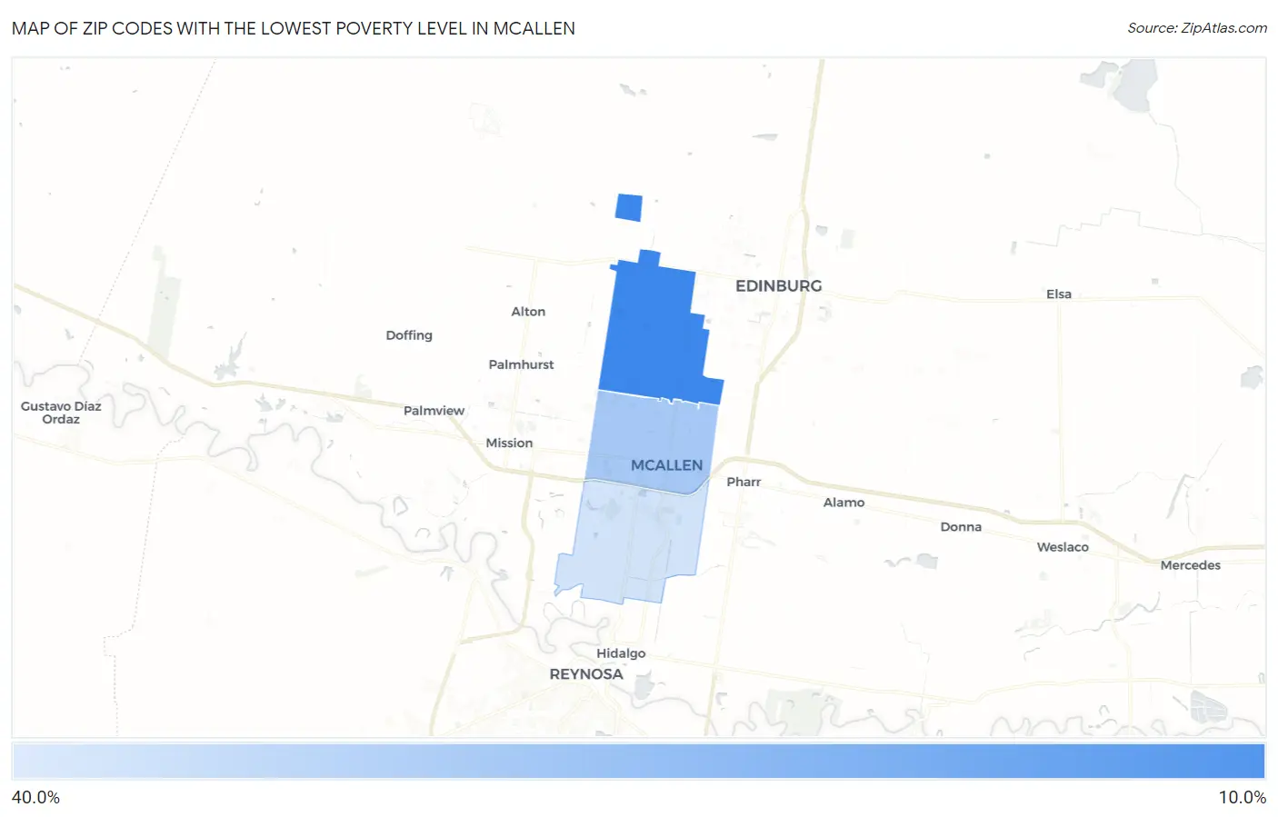 Zip Codes with the Lowest Poverty Level in Mcallen Map