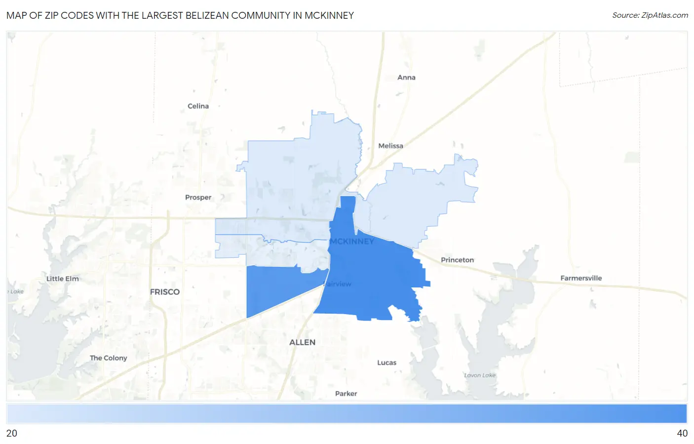 Zip Codes with the Largest Belizean Community in Mckinney Map