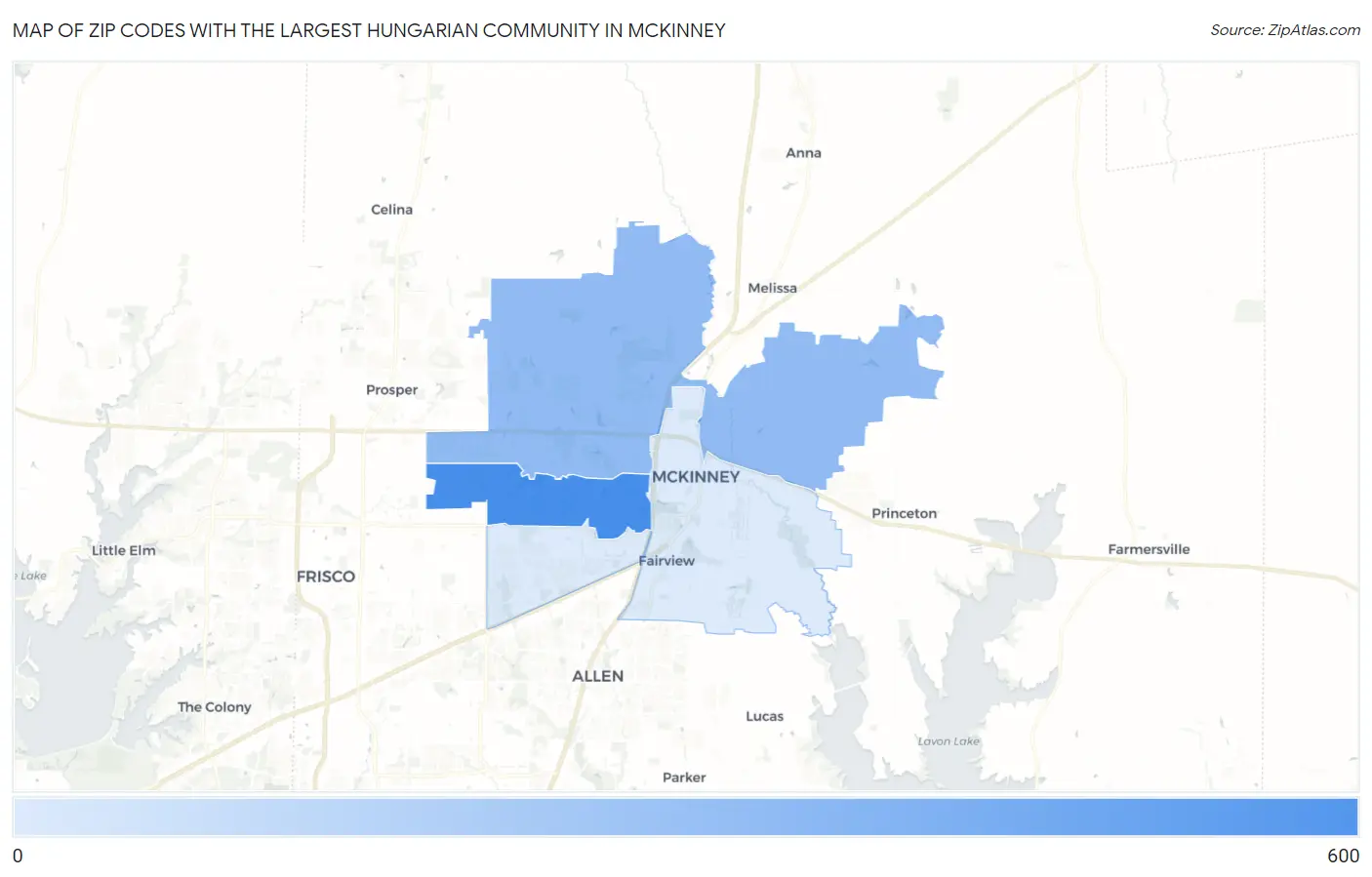 Zip Codes with the Largest Hungarian Community in Mckinney Map