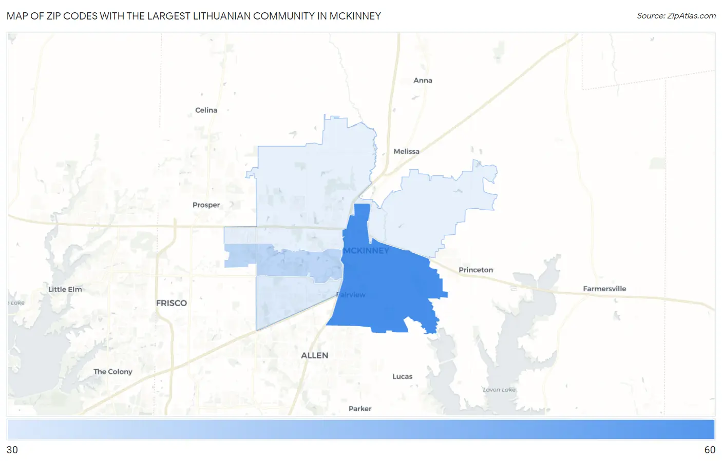 Zip Codes with the Largest Lithuanian Community in Mckinney Map