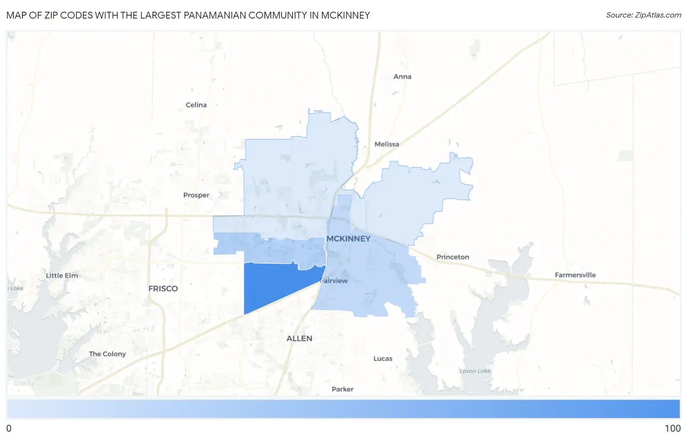 Zip Codes with the Largest Panamanian Community in Mckinney Map