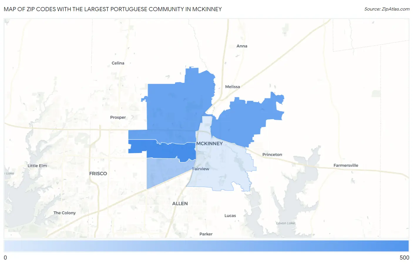 Zip Codes with the Largest Portuguese Community in Mckinney Map