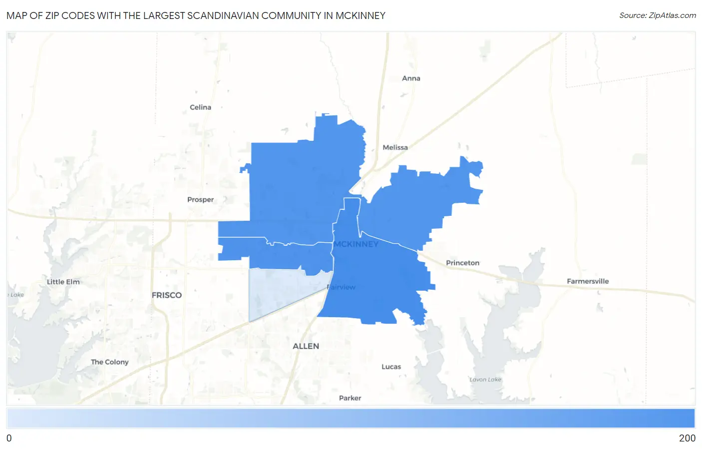 Zip Codes with the Largest Scandinavian Community in Mckinney Map