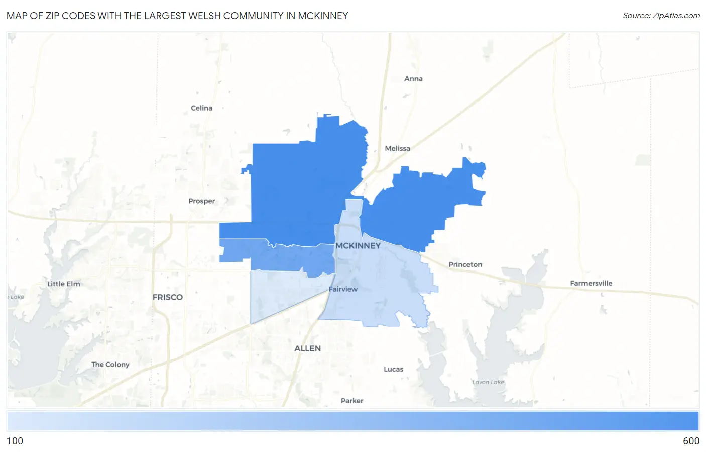 Zip Codes with the Largest Welsh Community in Mckinney Map