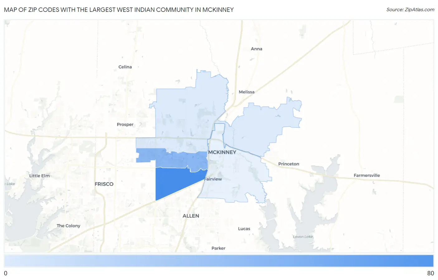 Zip Codes with the Largest West Indian Community in Mckinney Map