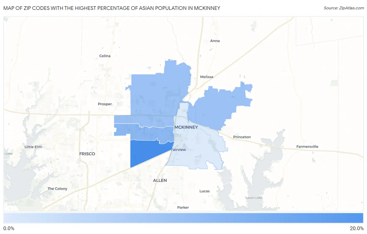 Zip Codes with the Highest Percentage of Asian Population in Mckinney Map