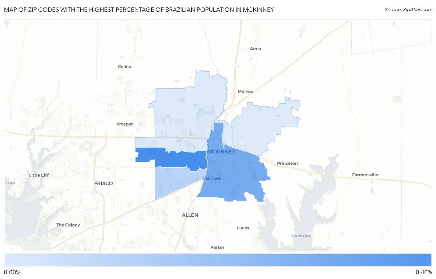 Zip Codes with the Highest Percentage of Brazilian Population in Mckinney Map