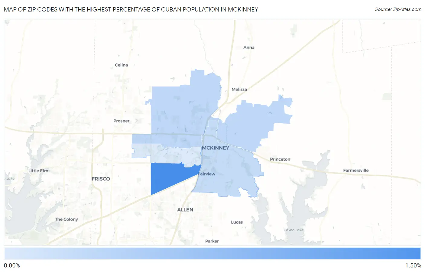 Zip Codes with the Highest Percentage of Cuban Population in Mckinney Map