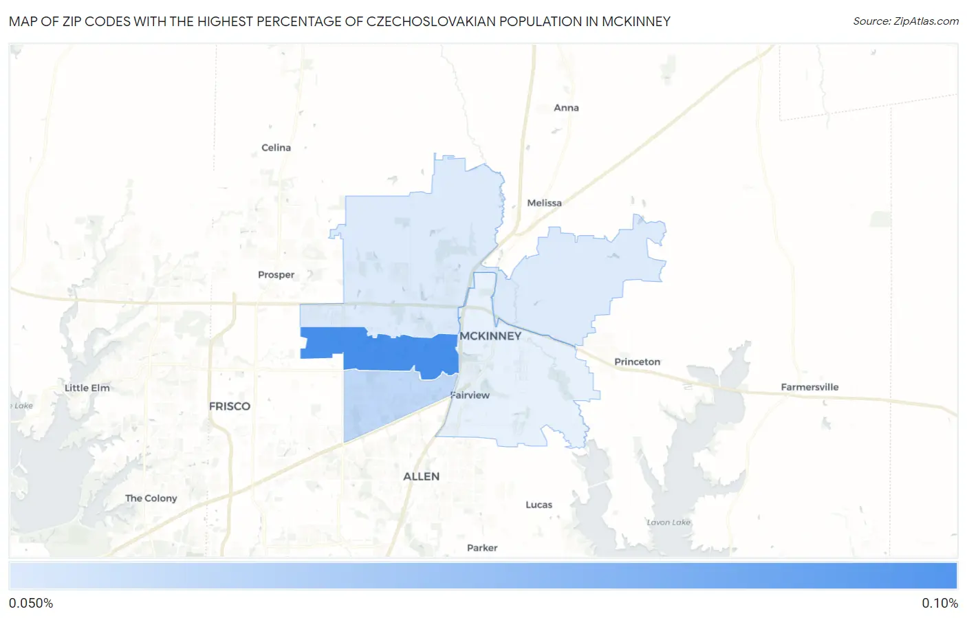 Zip Codes with the Highest Percentage of Czechoslovakian Population in Mckinney Map