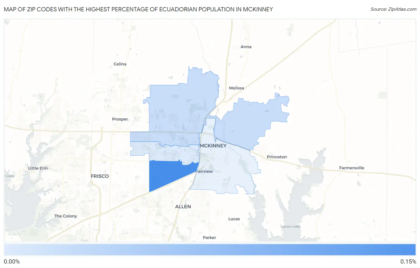 Zip Codes with the Highest Percentage of Ecuadorian Population in Mckinney Map