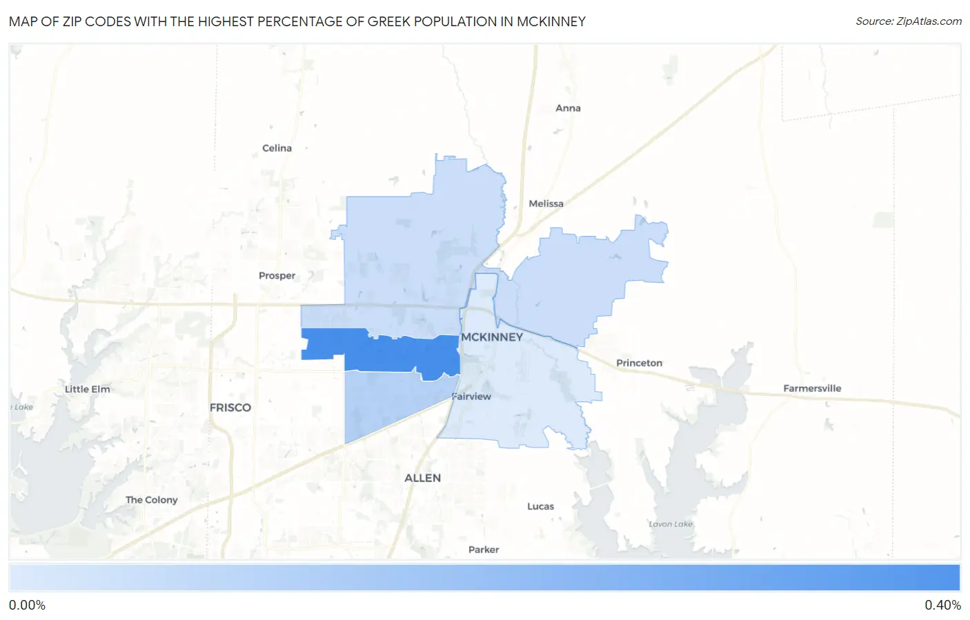 Zip Codes with the Highest Percentage of Greek Population in Mckinney Map