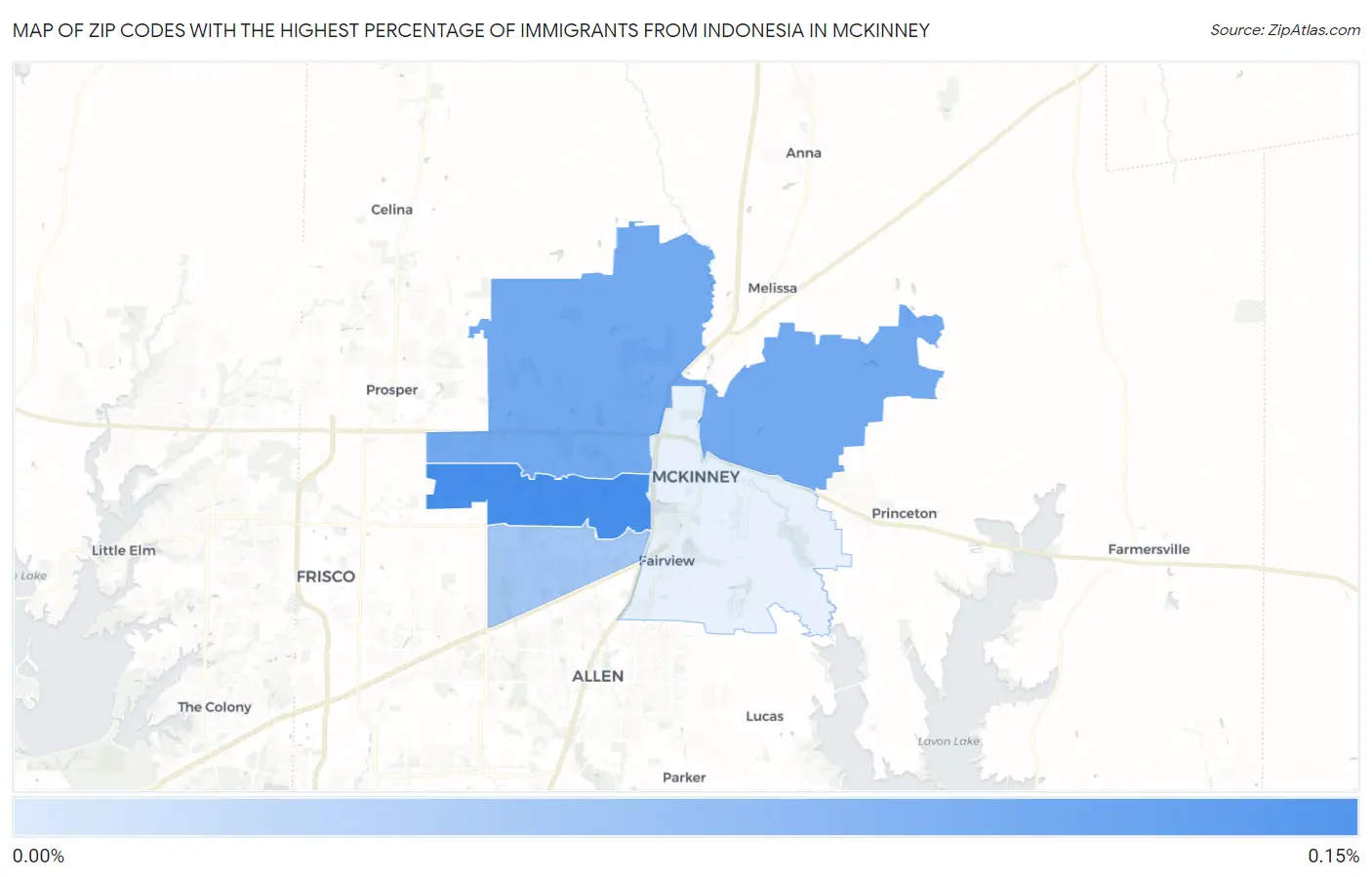 Zip Codes with the Highest Percentage of Immigrants from Indonesia in Mckinney Map