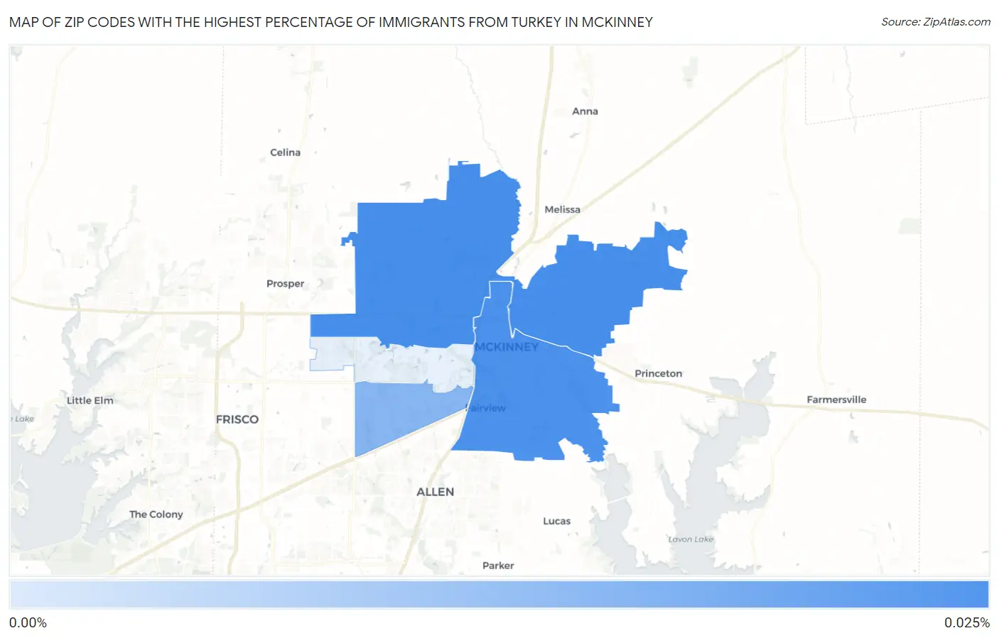 Zip Codes with the Highest Percentage of Immigrants from Turkey in Mckinney Map