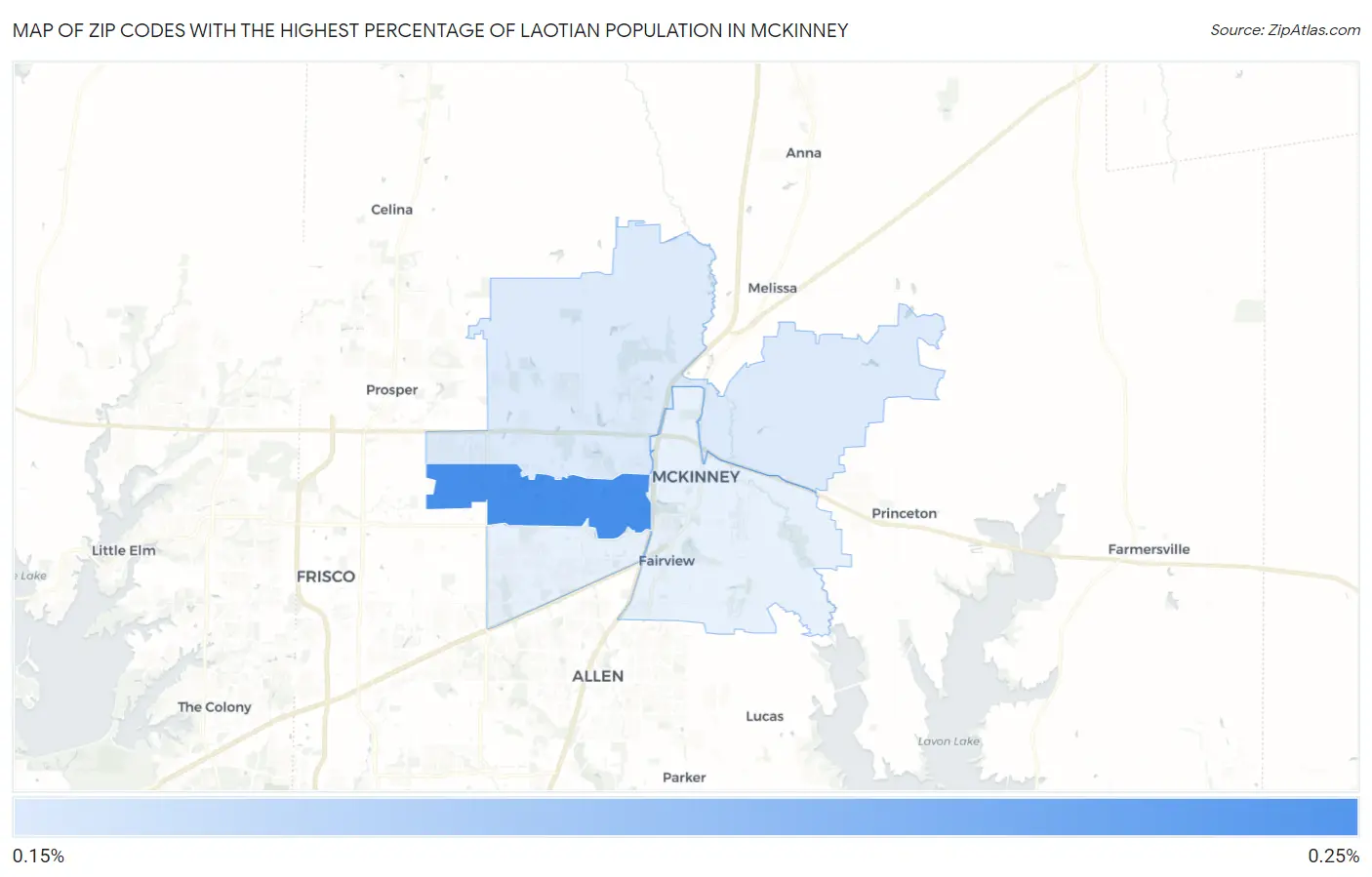 Zip Codes with the Highest Percentage of Laotian Population in Mckinney Map