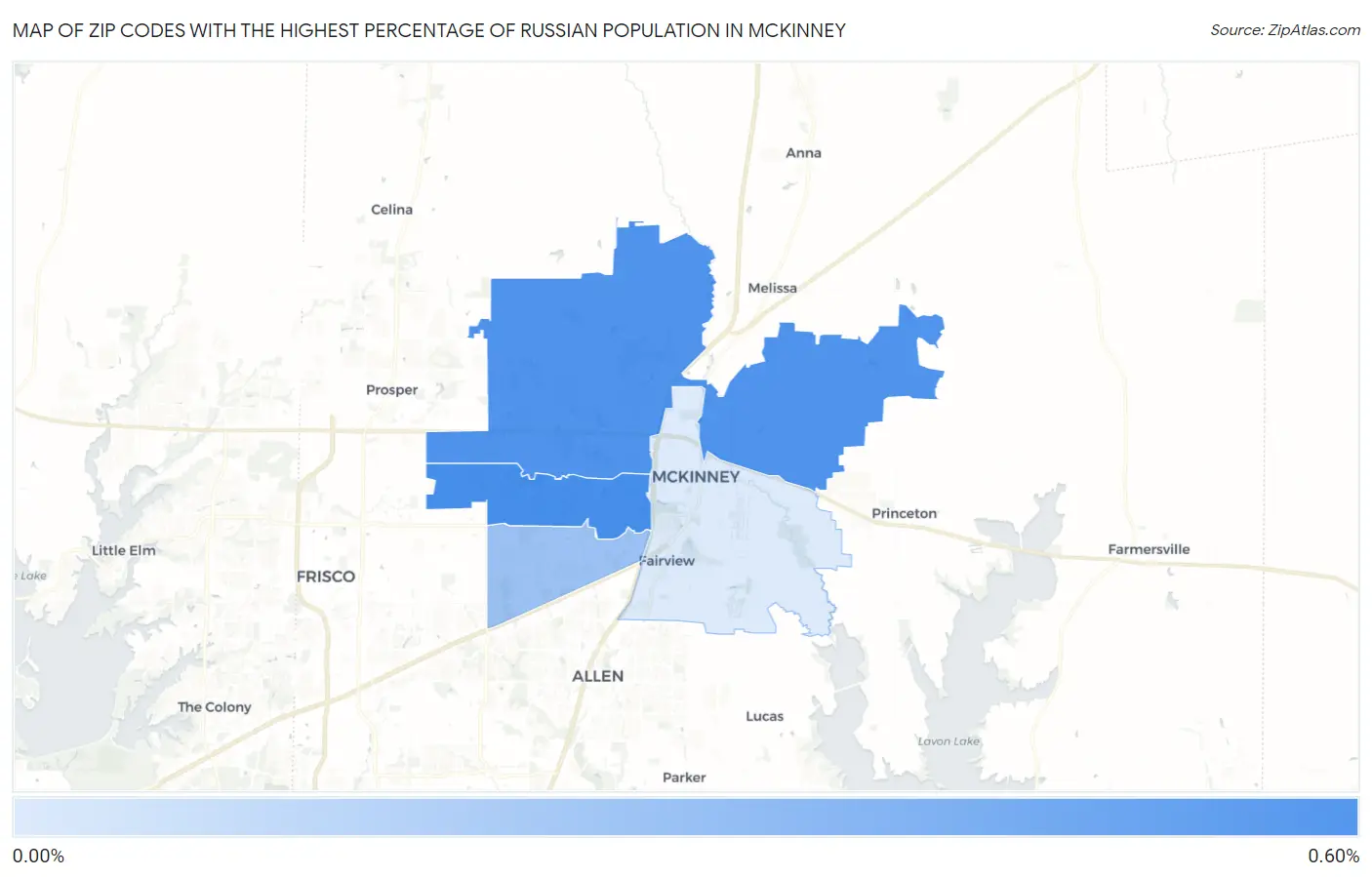 Zip Codes with the Highest Percentage of Russian Population in Mckinney Map