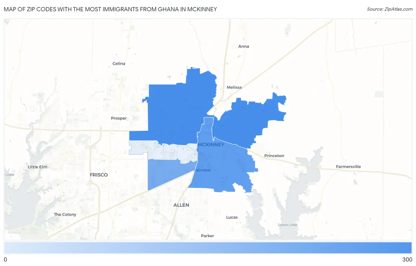 Zip Codes with the Most Immigrants from Ghana in Mckinney Map