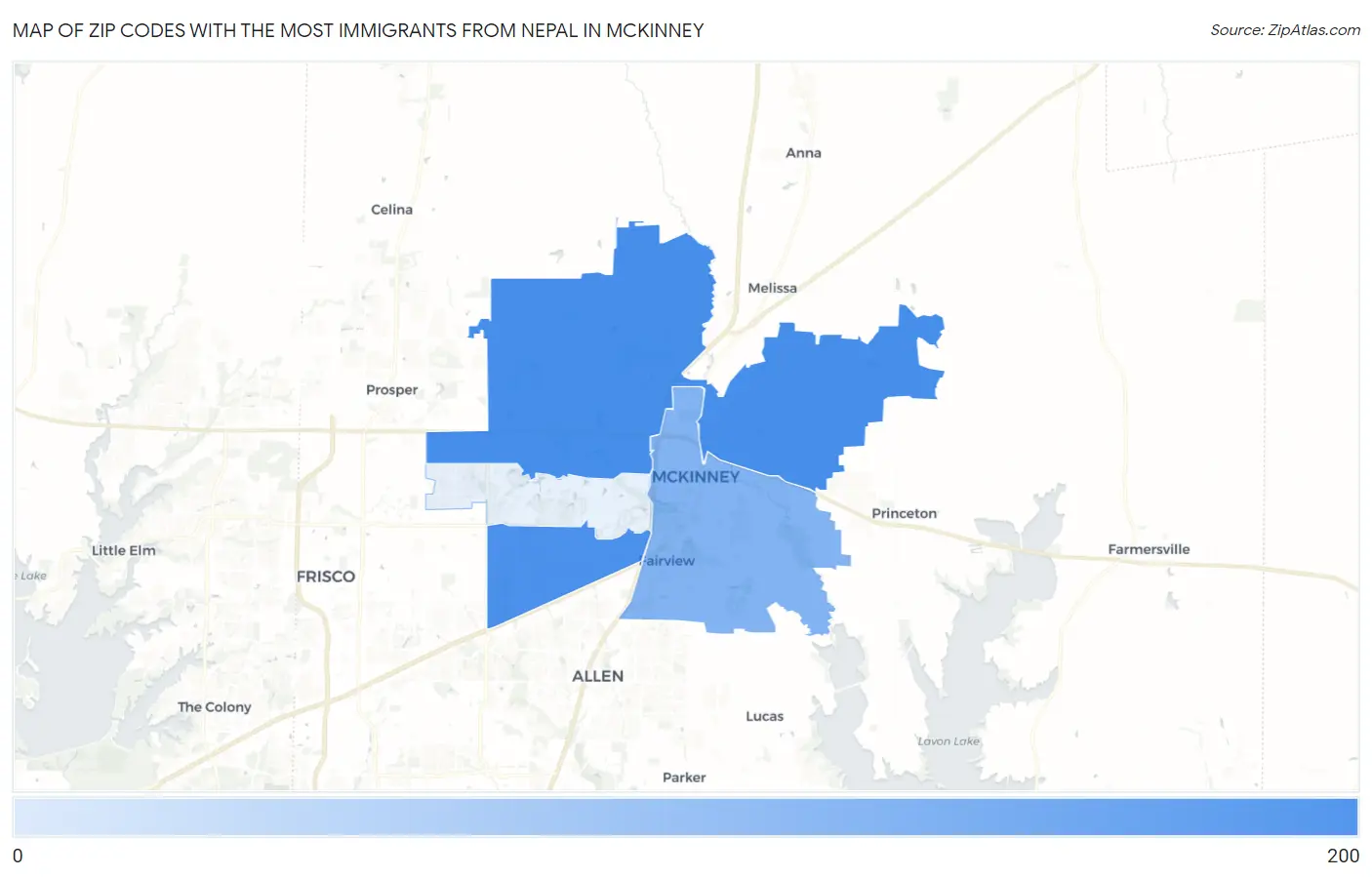Zip Codes with the Most Immigrants from Nepal in Mckinney Map