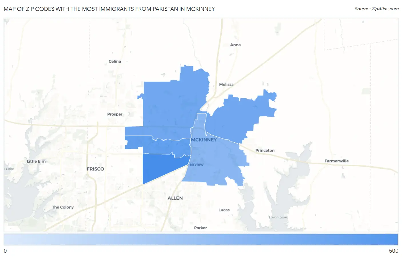 Zip Codes with the Most Immigrants from Pakistan in Mckinney Map