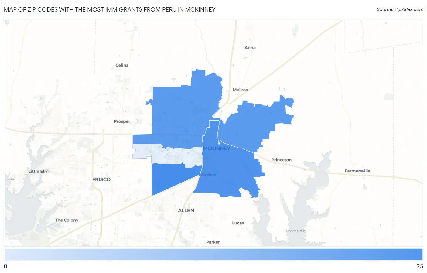 Zip Codes with the Most Immigrants from Peru in Mckinney Map