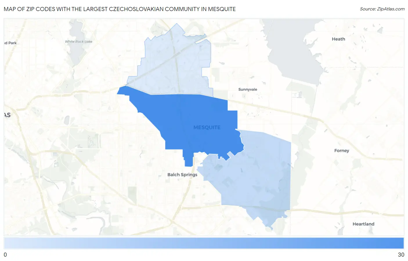 Zip Codes with the Largest Czechoslovakian Community in Mesquite Map