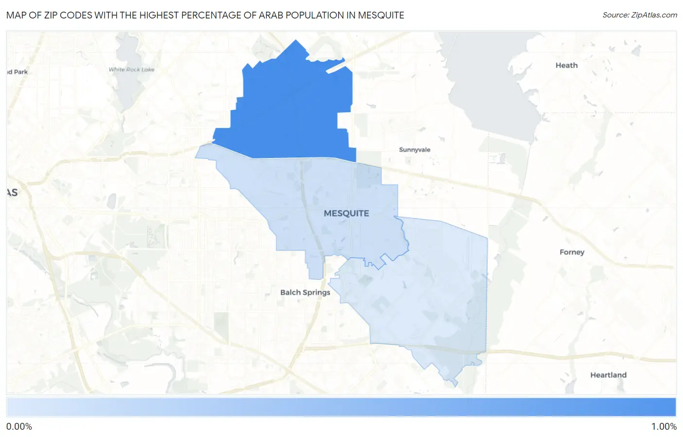 Zip Codes with the Highest Percentage of Arab Population in Mesquite Map