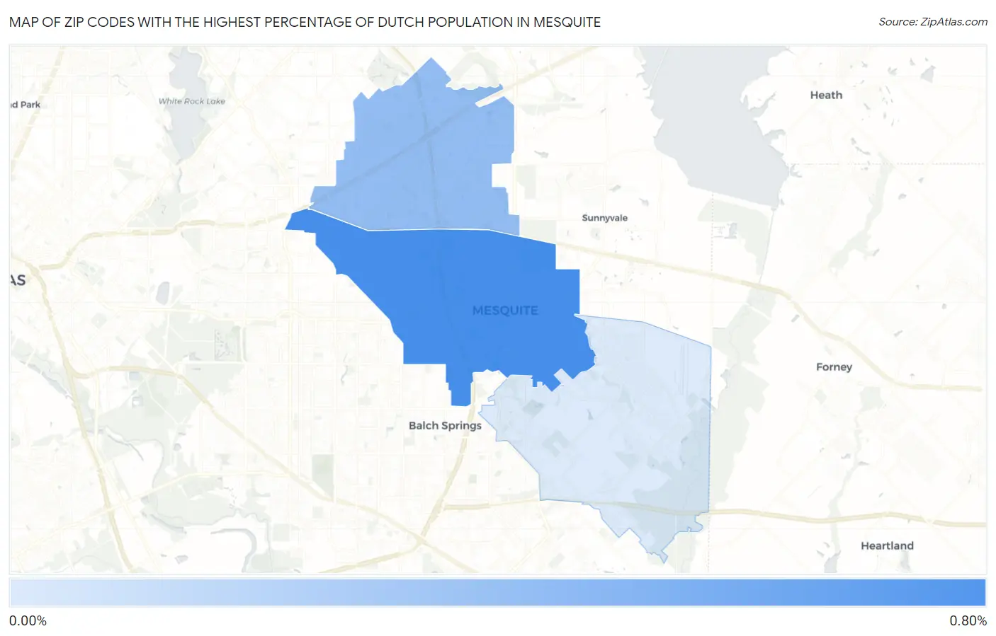 Zip Codes with the Highest Percentage of Dutch Population in Mesquite Map