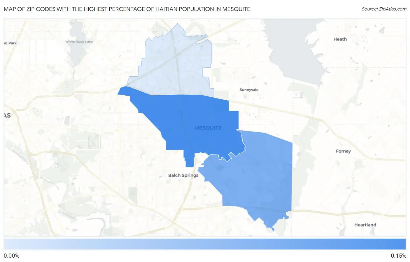 Zip Codes with the Highest Percentage of Haitian Population in Mesquite Map