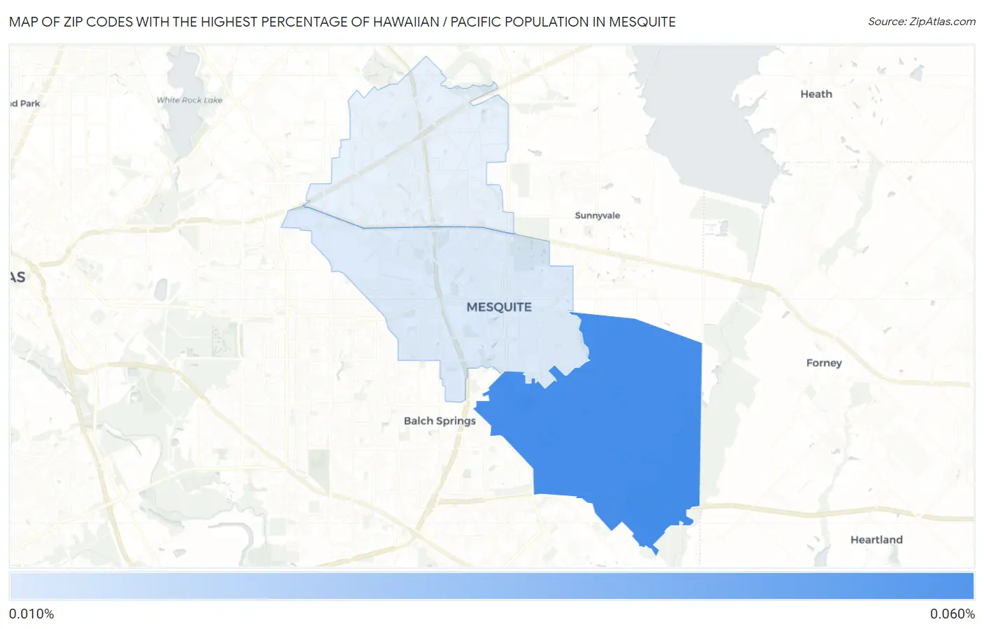Zip Codes with the Highest Percentage of Hawaiian / Pacific Population in Mesquite Map