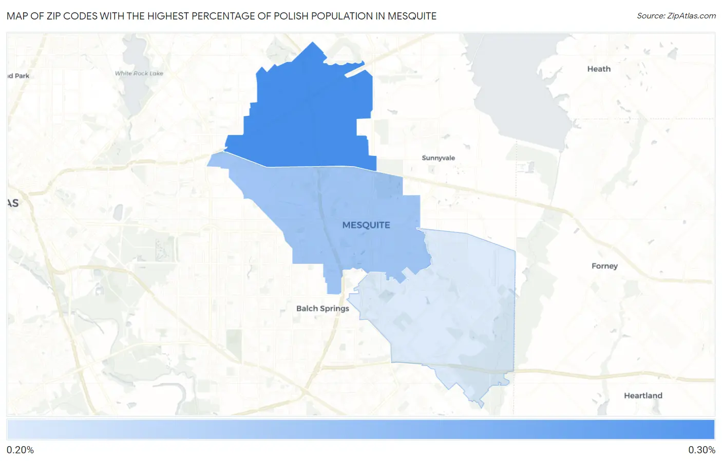 Zip Codes with the Highest Percentage of Polish Population in Mesquite Map