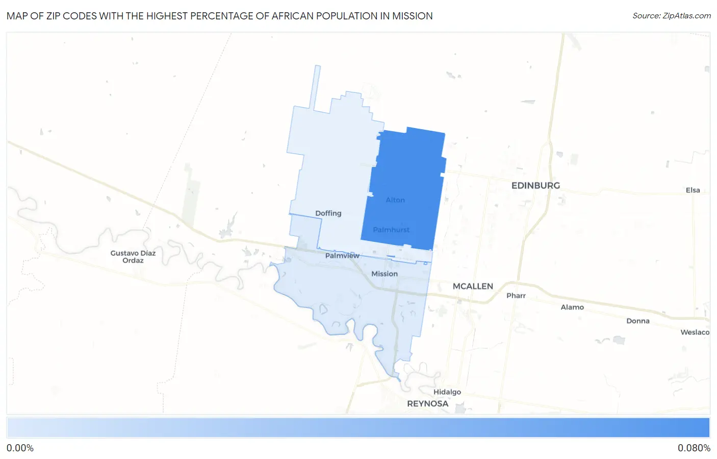 Zip Codes with the Highest Percentage of African Population in Mission Map