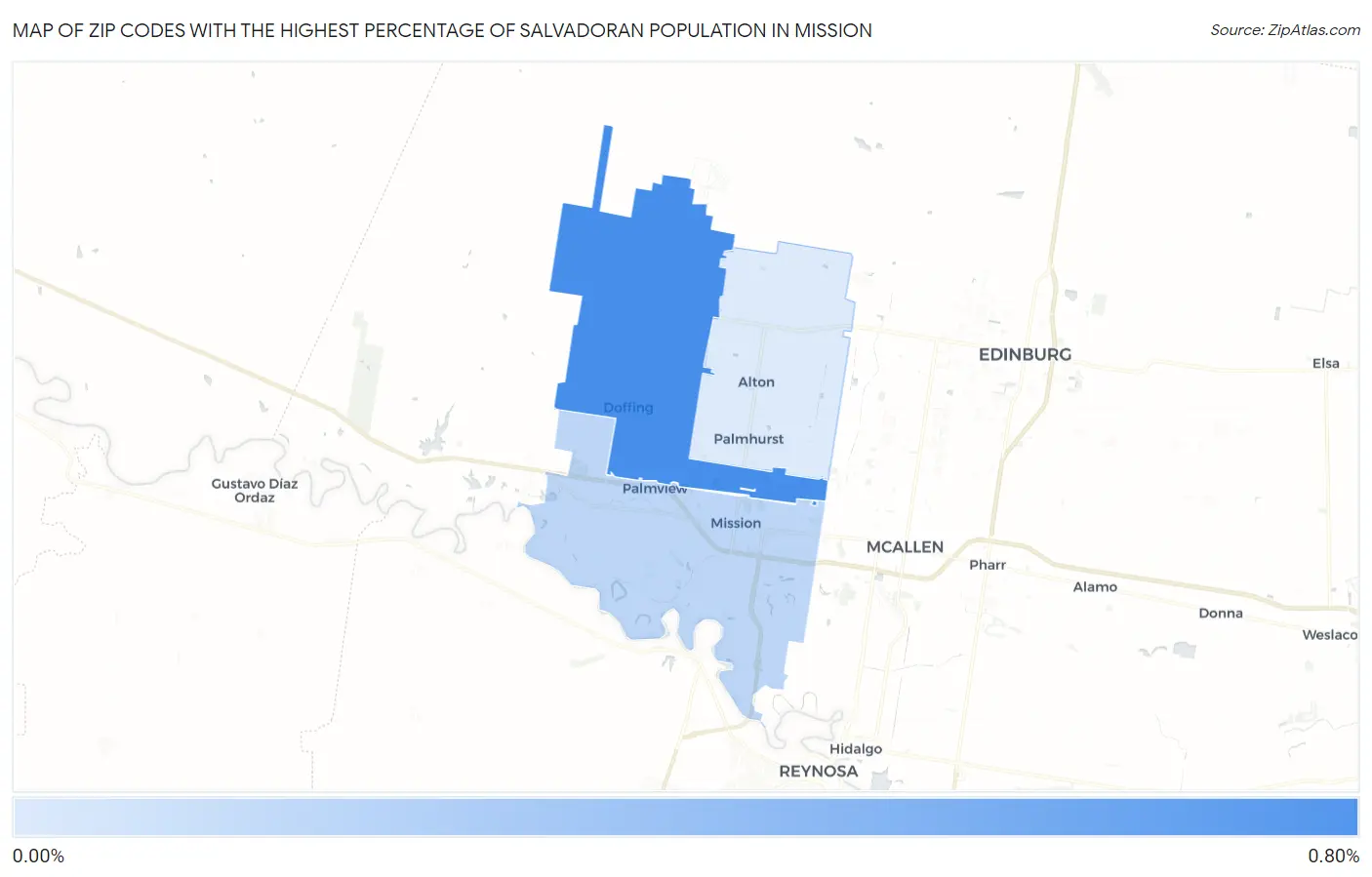 Zip Codes with the Highest Percentage of Salvadoran Population in Mission Map