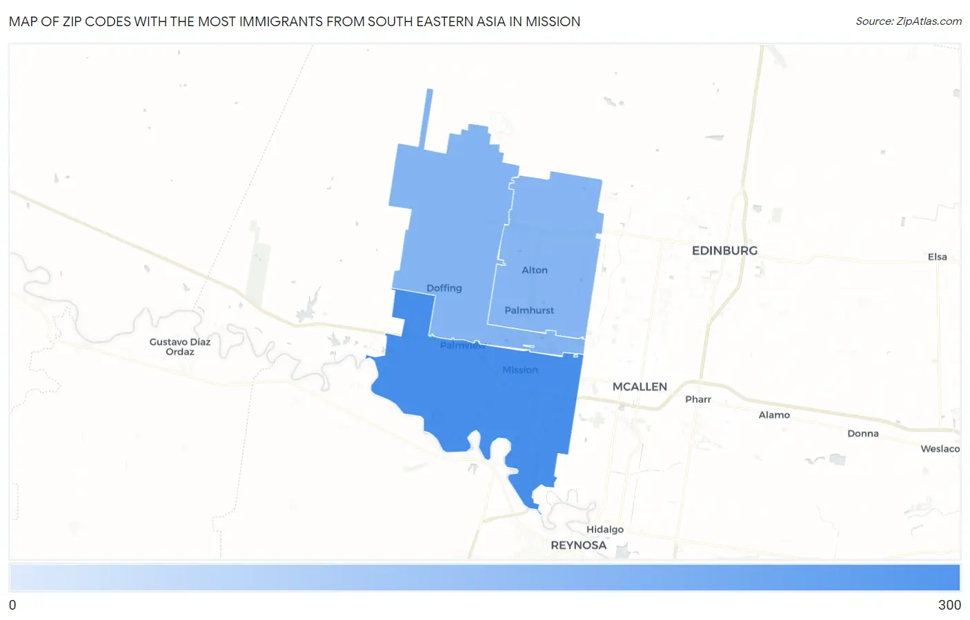 Zip Codes with the Most Immigrants from South Eastern Asia in Mission Map