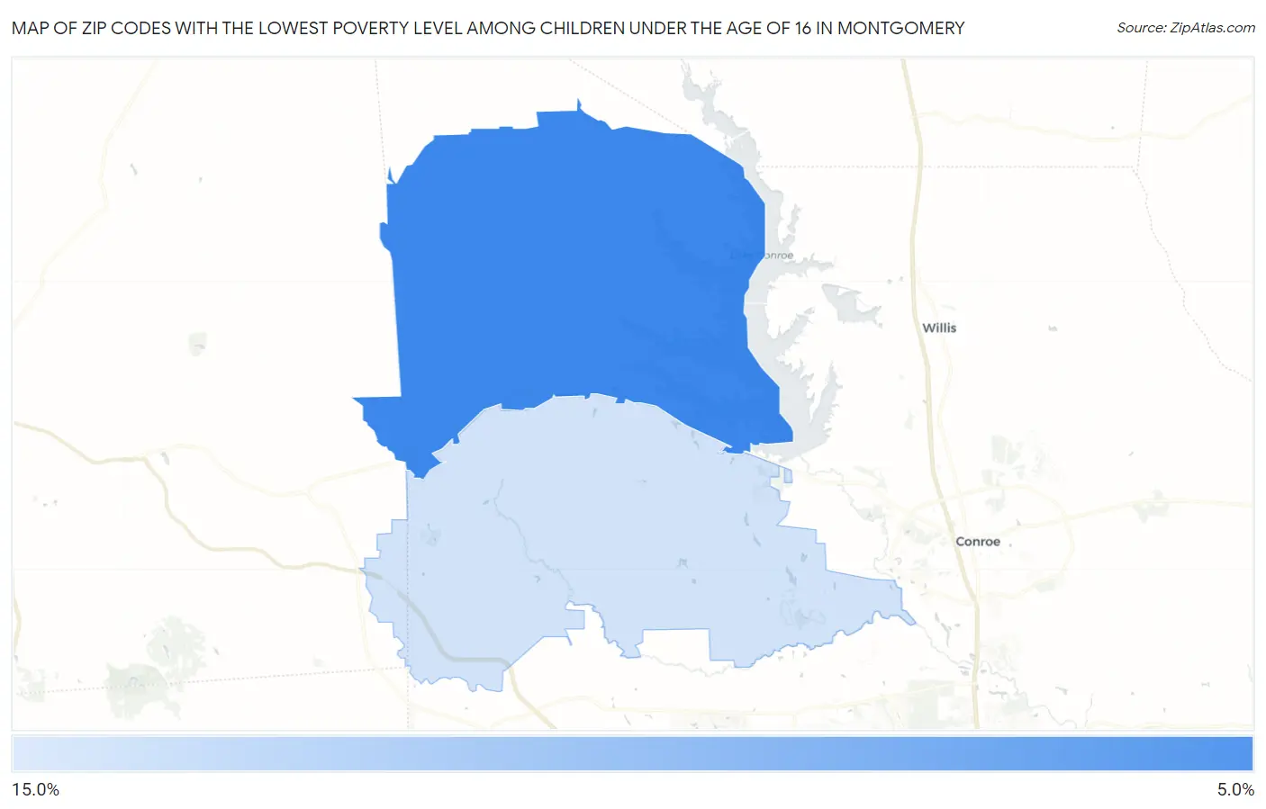 Zip Codes with the Lowest Poverty Level Among Children Under the Age of 16 in Montgomery Map