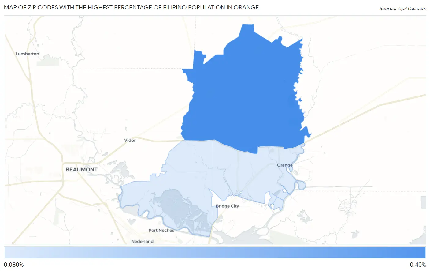 Zip Codes with the Highest Percentage of Filipino Population in Orange Map