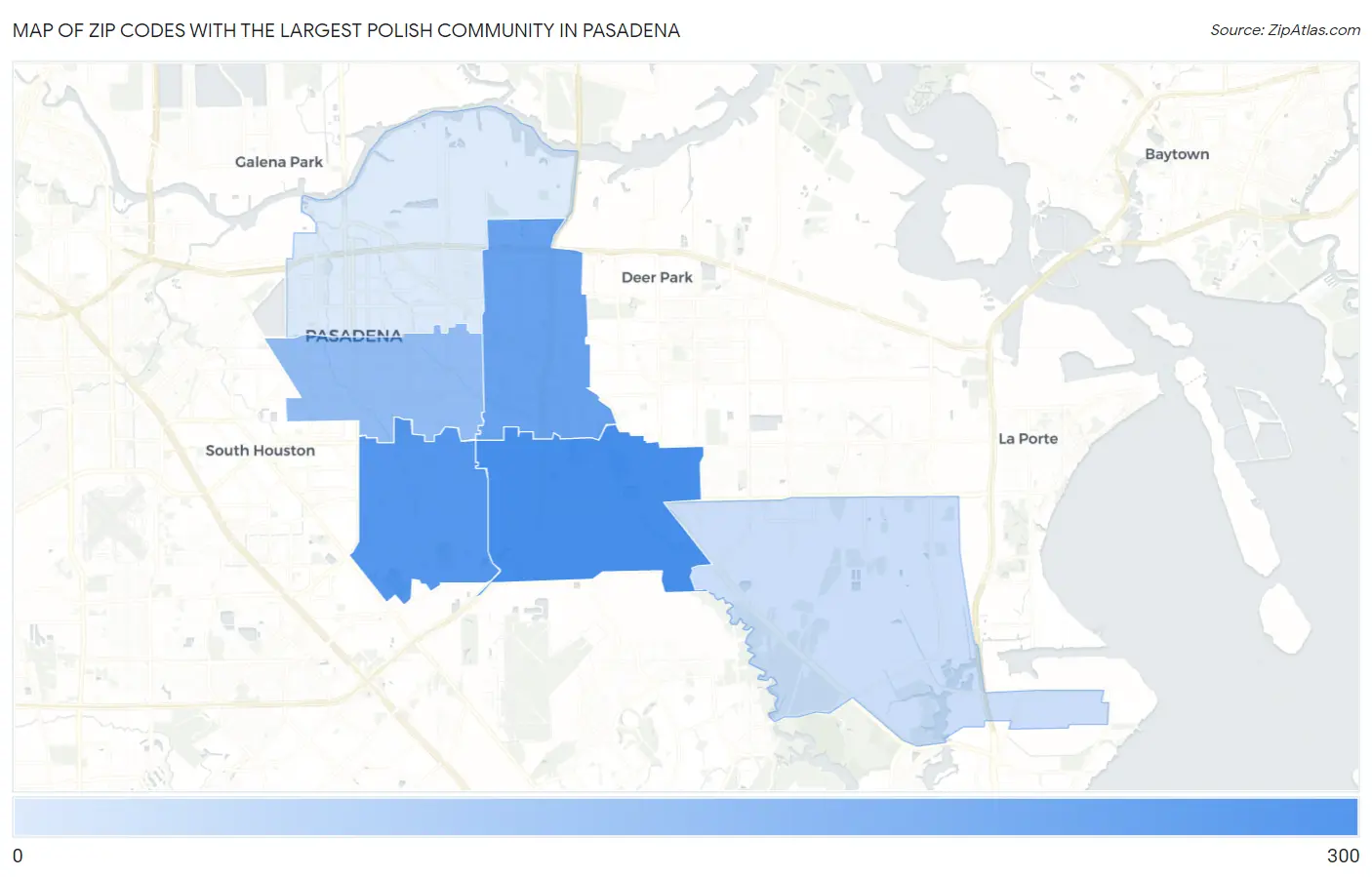 Zip Codes with the Largest Polish Community in Pasadena Map