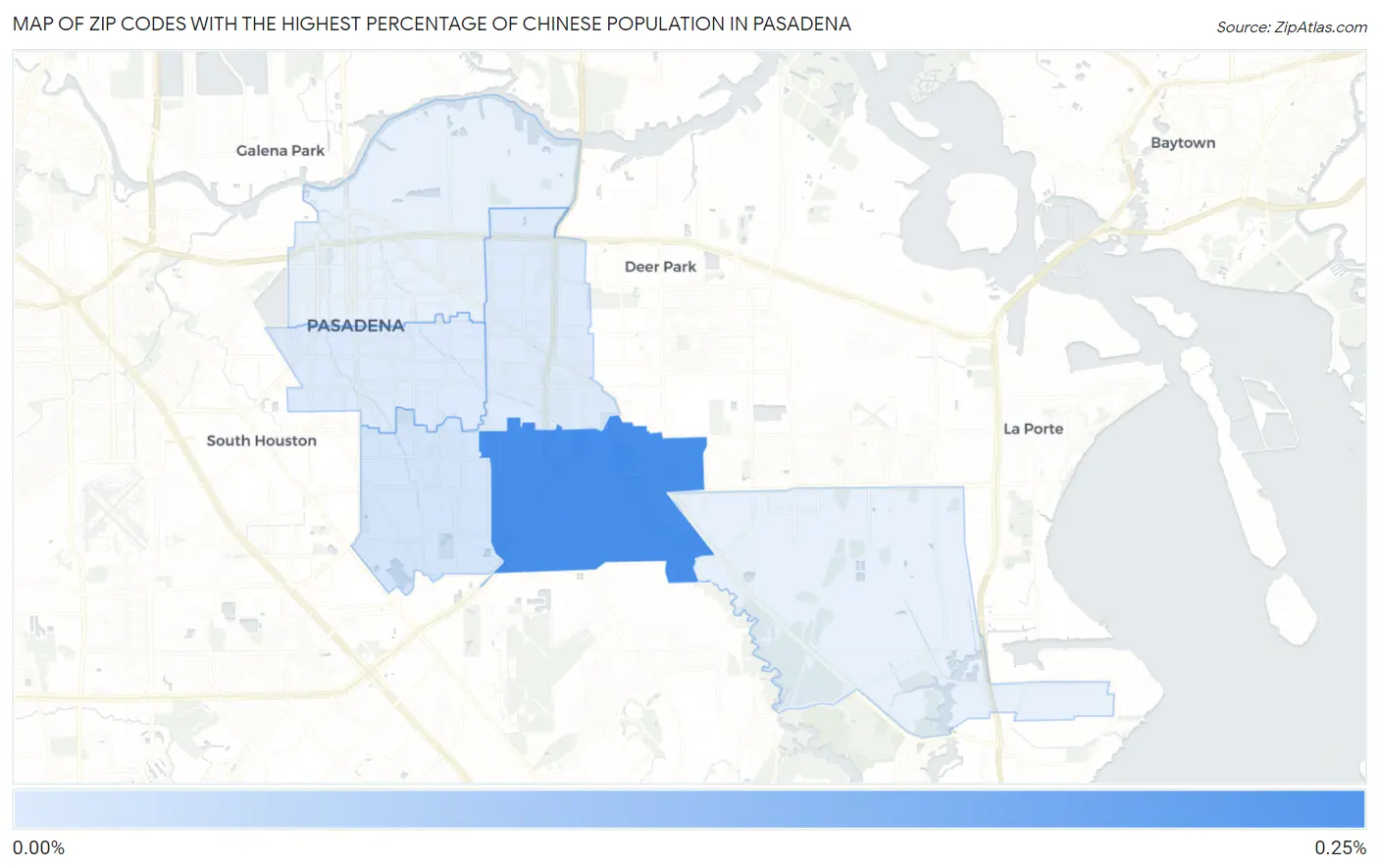 Zip Codes with the Highest Percentage of Chinese Population in Pasadena Map