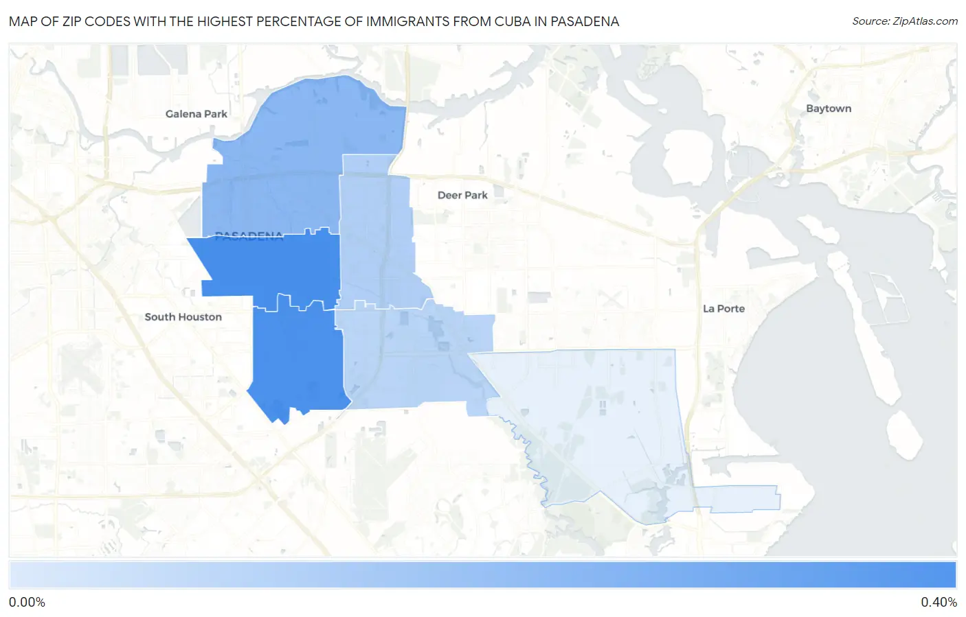 Zip Codes with the Highest Percentage of Immigrants from Cuba in Pasadena Map